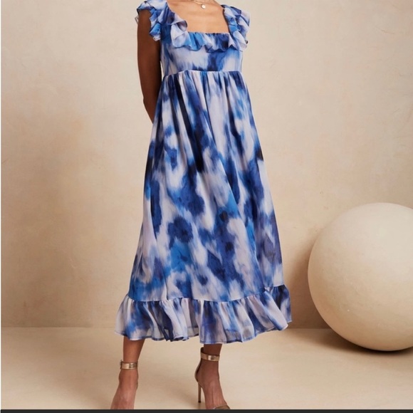 Banana Republic Dresses & Skirts - Banana Republic Deep Water Empire Waist maxi Dress- Ruffles- Flowy- Sz. XS